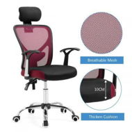 Detailed information about the product High Back Ergo Mesh Office Executive Chair With Integrated Lumbar Support - Black/Red.