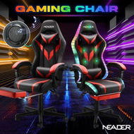 Detailed information about the product High Back Gaming Chair RGB LED Computer Seat Office Racing Desk Massage Bluetooth Speakers PU Leather Headrest Footrest Work Study Red