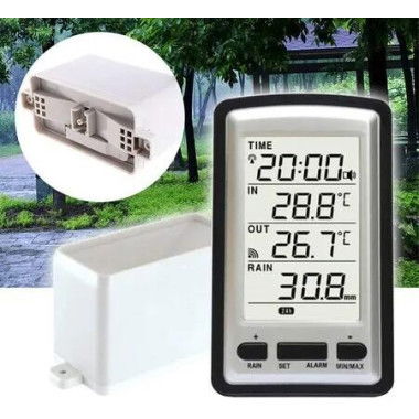 High precision Wireless Electronic Rain Gauge with Thermometer and Humidity Meter,Monitor Rainfall and Weather Conditions