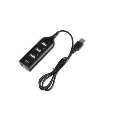 High-Speed 4-Port USB 2.0 Multi HUB Splitter PC Laptop Adapter - Black.