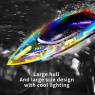 Detailed information about the product High Speed RC Boat 30+ MPH Fast Remote Control Boat Rechargeable Battery 2.4GHz Electric Boat with LED Lights for Pool Lake