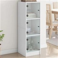 Detailed information about the product Highboard with Glass Doors White 35x37x109 cm