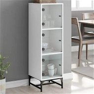 Detailed information about the product Highboard with Glass Doors White 35x37x120 cm