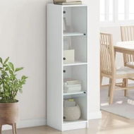 Detailed information about the product Highboard with Glass Doors White 35x37x142 cm