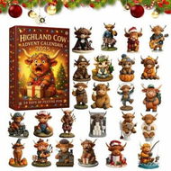 Detailed information about the product Highland Cow Advent Calendar 2025,24 Days Christmas Countdown Calendar,2d Flat Mini Highland Cow Ornaments,Christmas Surprise Holiday Gifts