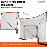 Detailed information about the product Hockey and Lacrosse Goal Backstop with Extended Coverage 12'x9' Lacrosse Net Complete Accessories Training Net Quick Easy Setup Backyard Lacrosse Equipment