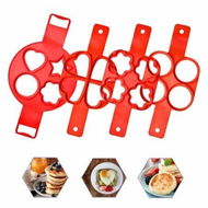 Detailed information about the product Homemade Pancake Mold Reusable Silicone 4 Cavity Fried Egg Mold (Round Heart Star) - 4 Pieces.