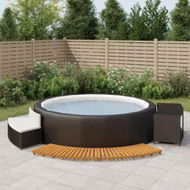 Detailed information about the product Hot Tub Surround Black Poly Rattan and Solid Wood Acacia