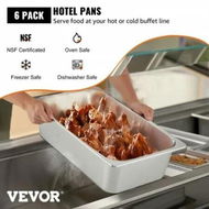 Detailed information about the product Hotel Pan Full Size 6-Inch Steam Table Pan 6 Pack 22 Gauge/0.8mm Thick Stainless Steel Full Size Hotel Pan Anti Jam Steam Table Pan