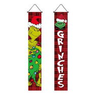 Detailed information about the product HTX2304236 Christmas Couplet Holiday Party Decorations Porch Flag Door Curtain Green Ghost Grinch Christmas Coupletï¼ˆ180*30cmï¼‰