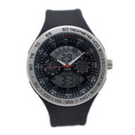 Detailed information about the product HY-5 Men's Quartz Digital Dual Display Wrist Watch - Black + Silver + Red