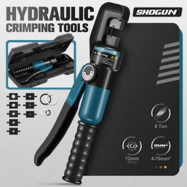 Hydraulic Crimping Tool Kit 8 Ton Electrical Wire Lug Terminal Crimper 12AWG Battery Cable Cutter Power Force 8 Dies 4-70mm Auto Repairing Tool