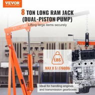 Detailed information about the product Hydraulic Long Ram Jack, 8 Ton Engine Hoist Cylinder with Double Piston Pump And Clevis Base, Hydraulic Ram Cylinder for Engine Lift Hoists, Hydraulic Garage/Shop Cranes, Mechanical, Farm