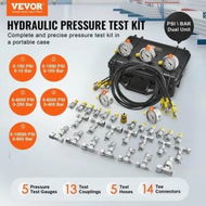 Detailed information about the product Hydraulic Pressure Test Kit 10/100/250/400/600bar 5 Gauges 13 Couplings 14 Tee Connectors 5 Test Hoses Excavator Hydraulic Test Gauge Set w/ Carrying Case