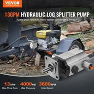 Detailed information about the product Hydraulic Wood Log Splitter Pump Kit 13 GPM 2 Stage 4000 PSI Aluminum Hydraulic Gear Pump with Coupling Installation Base 1/2'' NPT Outlet 3600 RPM