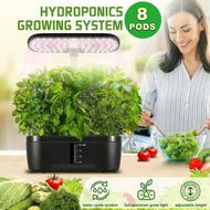 Detailed information about the product Hydroponics Growing System 8 Pods Indoor Herb Garden Kit Full Spectrum LED Grow Light Smart Water Pump Tank Planter Plant Germination