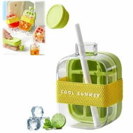 Detailed information about the product Ice Bottle Cup,2 in 1 Zero Touch Press Ice Cube Mold Water Bottle with Lid and Bin,Easy Press to Release Vertical Ice Cube Tray with Lid (Green,500ML)