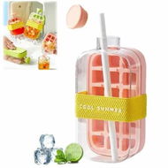 Detailed information about the product Ice Bottle Cup,2 in 1 Zero Touch Press Ice Cube Mold Water Bottle with Lid and Bin,Easy Press to Release Vertical Ice Cube Tray with Lid (Pink,800ML)