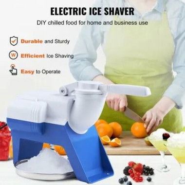 Ice Crushers Machine 176lbs Per Hour Electric Snow Cone Maker with 2 Blades Shaved Ice Machine with Cover and Bowl 180W Ice Shaver Machine White