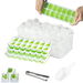 Ice Cube Tray with Lid and Bin,4 Pack Stackable Ice Tray with Storage Ice Bin,Ice Scoop,Ice Tongs Color Green. Available at Crazy Sales for $14.99