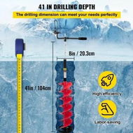 Detailed information about the product Ice Drill Auger, 8'' Diameter Nylon Ice Auger, 41'' Length Ice Auger Bit, Auger Drill with 14'' Adjustable Extension Rod, Rubber Handle, Drill Adapter, Replaceable Auger Blade for Ice Fish