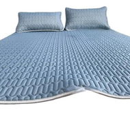 Detailed information about the product Ice Silk Cooling Mattress Protector Summer Latex Bed Cover 150x200cm Washable 3PCS Sheet Pillowcase Set Christmas Gift COL Blue