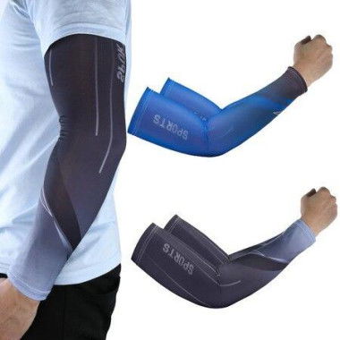 Ice Silk UV Protection Cooling Arm Sleeves For Women And Men UPF 50+ Sports Compression Cooling Sleeves For Outdoor Sports Driving - 2 Pairs Black & White + Blue & Black.