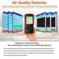 Detailed information about the product Indoor Spaces Air Quality Monitor: Detects Formaldehyde, Temperature, Humidity, VOCs, and PM2.5/PM10/PM1.0 Dust Particles