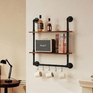 Detailed information about the product Industrial Pipe Shelf 2 Tier 24x7.87in Wall-Mount for Kitchen Bedroom
