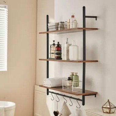 Industrial Pipe Shelf 3 Tier 32x9.84in Wall-Mount for Kitchen Bedroom