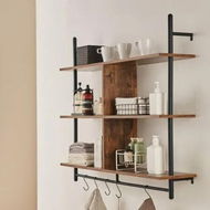 Detailed information about the product Industrial Pipe Shelf 3 Tier 41.5x9.84in Wall-Mount for Kitchen Bedroom