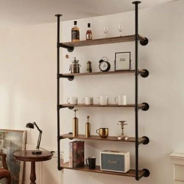 Industrial Pipe Shelf 5 Tier 2PCS 9.84in W Wall-Mount Planks NOT Included