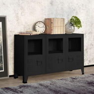 Detailed information about the product Industrial Sideboard Black 105x35x62 Cm Metal And Glass