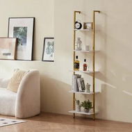 Detailed information about the product Industrial Square Pipe Shelf 5 Tier 40x30x178cm Wall-Mount Gold White