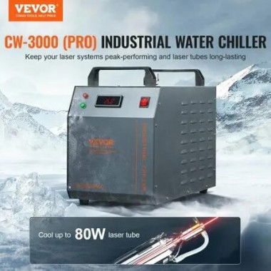 Industrial Water Chiller, CW-3000(PRO), 150W Air-Cooled Industrial Water Cooler Cooling System with 12L Water Tank Capacity 18 L/min Max Flow Rate, for Laser Engraving Machine Cooling Machine