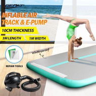 Detailed information about the product Inflatable Airtrack Air Track Gymnastics Mat Tumbling With Electric Pump 3x1x0.1m Green.