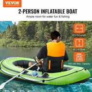 Detailed information about the product Inflatable Boat 2-Person Inflatable Fishing Boat Strong PVC Portable Boat Raft Kayak Includes 1158mm Aluminum Oars High-Output Pump and Fishing Rod Holders