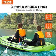 Detailed information about the product Inflatable Boat 3-Person Inflatable Fishing Boat Strong PVC Portable Boat Raft Kayak 1158 mm Aluminum Oars High-Output Pump Fishing Rod Holders