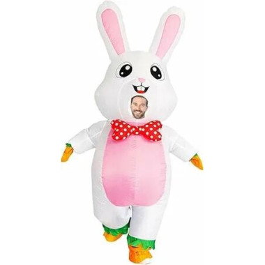 Inflatable Bunny Costume 160-190CM Adult Easter Rabbit Mascot Suit Party Parade Performance Christmas Birthday Gift Pink Belly