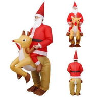 Detailed information about the product Inflatable Christmas Santa Claus Elk Costume, Blow Up Christmas Santa Claus Reindeer Rider Cosplay Suit for Youth, Adult(Suitable for Height 150-190 CM)