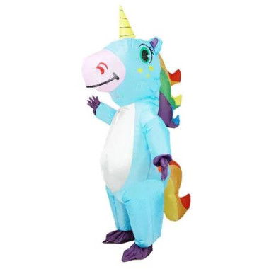 Inflatable Costume, Full Body Riding a Unicorn Blow Up Costume for Halloween Inflatables Party, Suitable for Height 150-190 CM (Blue)