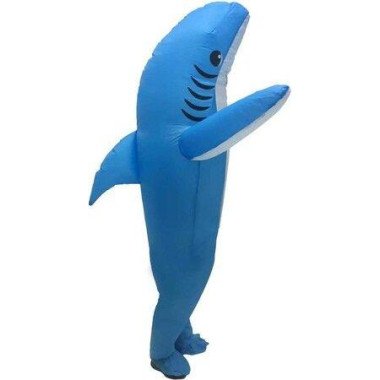 Inflatable Shark Costume Dress Up Full Body Shark Air Blow Up Funny Party Halloween Costume For Adult 150-190cm