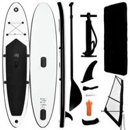 Detailed information about the product Inflatable Stand Up Paddleboard With Sail Set Black And White