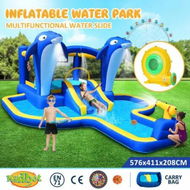 Detailed information about the product Inflatable Water Park Blow Up Slide Bouncy Castle Bouncer Activity Centre Sliding Jumping Climbing Splash Bounce Playground with Cannon Target Dart