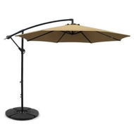 Detailed information about the product Instahut 3m Outdoor Umbrella w/Base Cantilever Beach Garden Patio Beige