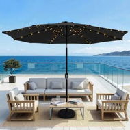 Detailed information about the product Instahut Outdoor Umbrella 2.9m Market Umbrella with Base String Light Black