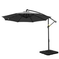 Detailed information about the product Instahut Outdoor Umbrella 3M Cantilever Beach LED Base Garden Sun Patio Charcoal