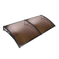 Detailed information about the product Instahut Window Door Awning Canopy 1mx2m Brown Sheet Black Plastic Frame