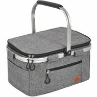 Detailed information about the product Insulated Cooler Bag Multipocket Collapsible Picnic Basket Leak-Proof Outdoor Basket for Camping Shopping Travel Beach Grocery Bag (Gray)