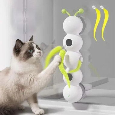 Intelligent Motion Cat Toy, Worm Design, Interactive Toy with Furry Tail